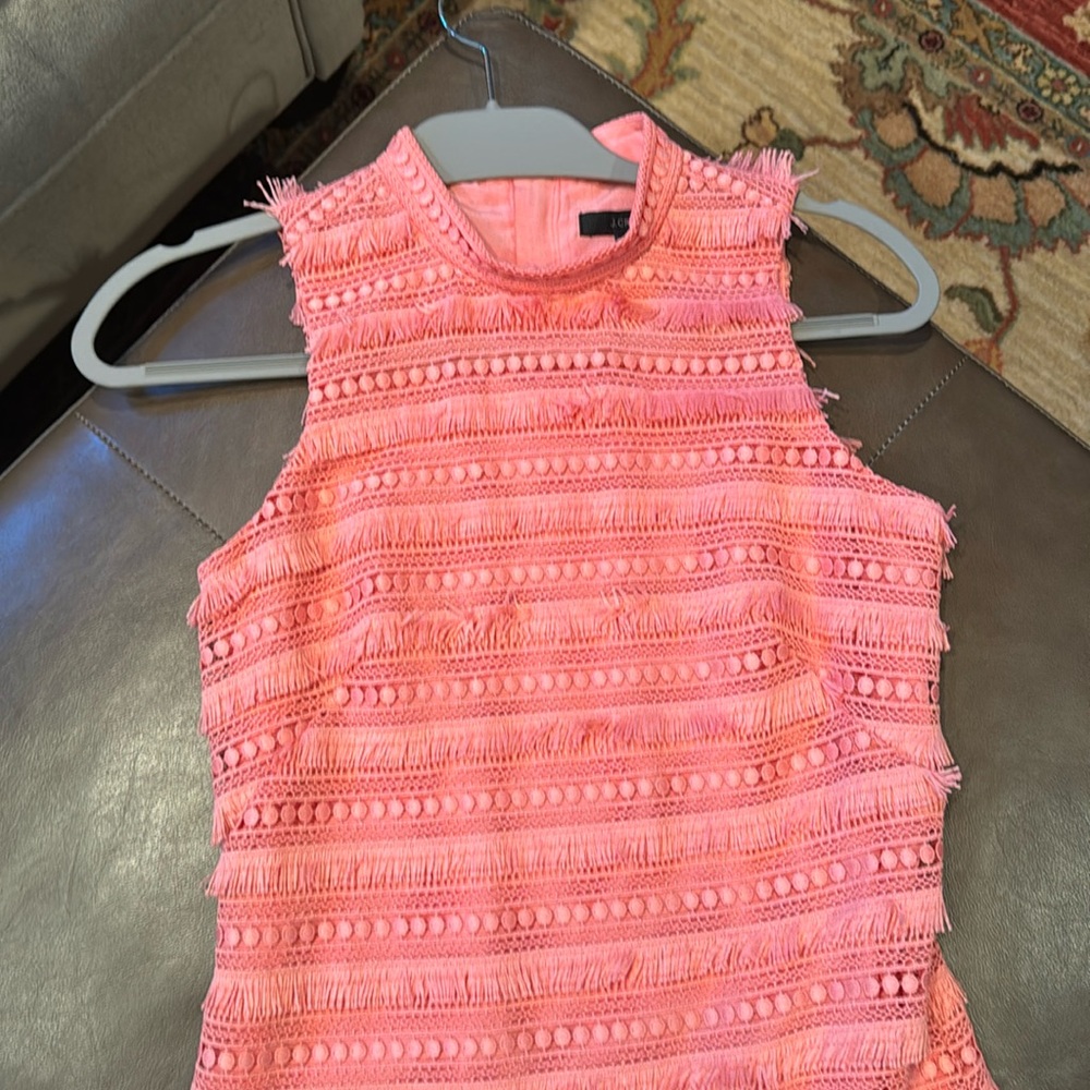 J Crew sleeveless dress pink with fringes